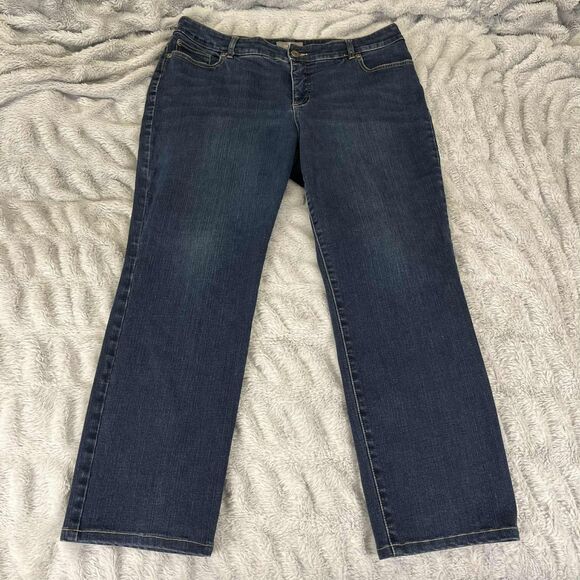 Chico's Denim - Chicos So Slimming Womens Jeans 2.5 Short Straight Leg Dark Wash Stretch Western